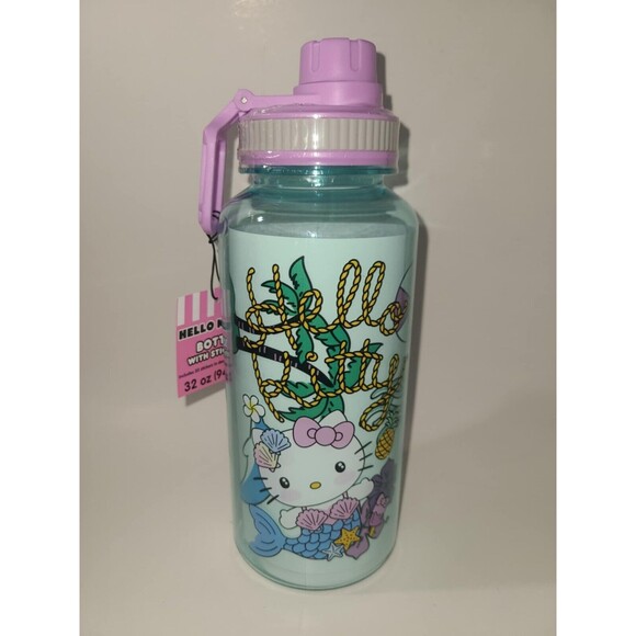 Hello Kitty Tumbler Water Bottle Plastic 32 ounce Rope Mermaid NEW - Picture 1 of 5